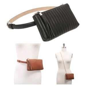 INC International Concepts, Quilted Faux Crossbody Cognac/Gold OR Black/Silver